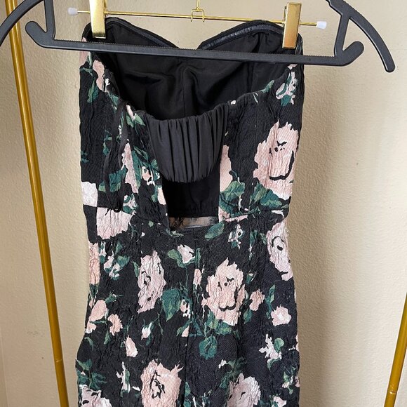 Club Monaco XS Black Floral Boned Corset Jumpsuit Elegant Party Look - Picture 4 of 12